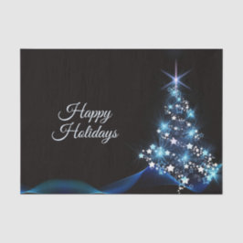 Christmas Party Blue Tree Shiny Black Elegant Seidenpapier