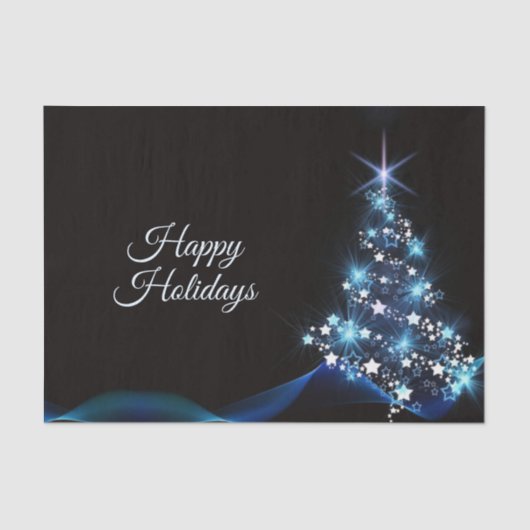 Christmas Party Blue Tree Shiny Black Elegant Seidenpapier