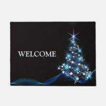 Christmas Party Blue Tree Shiny Black Elegante