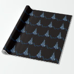 Christmas Party Blue Tree Shiny Black Elegante Geschenkpapier<br><div class="desc">Weihnachts Party Blue Tree Shiny Black Elegant Wrapping Paper. Einzigartiges,  schönes,  stilvolles Design. Leicht personalisiert zu sein. Schriftart Stil,  Größe und Farben können geändert werden. Matching-Elemente sind verfügbar.</div>