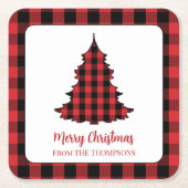 Christmas Party Buffalo Check Custom Rechteckiger Pappuntersetzer (Vorderseite)