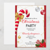 Christmas Party Candy Cane Einladung (Vorne/Hinten)