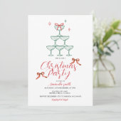 Christmas Party Champagne Tower Holiday Bubbly Einladung (Stehend Vorderseite)