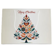 Christmas Party Colorful Tree Scandinavia Folk Art Große Geschenktüte (Vorderseite)