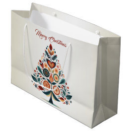 Christmas Party Colorful Tree Scandinavia Folk Art Große Geschenktüte