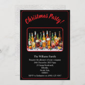 Christmas Party Drinks And Cocktails Xmas Black Einladung (Vorne/Hinten)