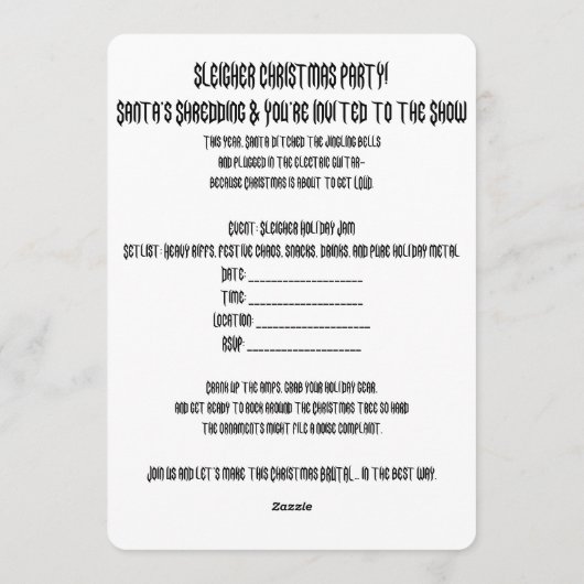 Christmas Party Einladung (Rückseite)