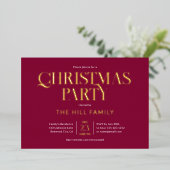 Christmas Party Elegant Red Folieneinladung (Stehend vorne)