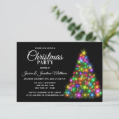 CHRISTMAS PARTY Farbenfrohe Twinkle Lights Tree Einladung (Stehend Vorderseite)