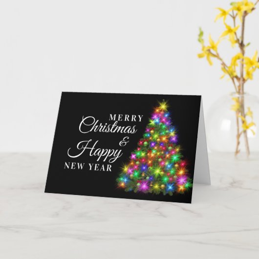 CHRISTMAS PARTY Farbenfrohe Twinkle Lights Tree Karte (Gelbe Blume)