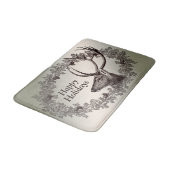 Christmas Party Floral Reindeer Golden Winter Badematte (Schrägansicht)