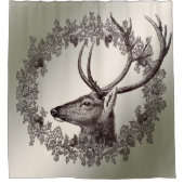 Christmas Party Floral Reindeer Golden Winter Duschvorhang (Vorderseite)