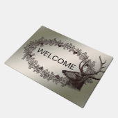 Christmas Party Floral Reindeer Golden Winter Fußmatte (Schrägansicht)