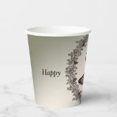 Christmas Party Floral Reindeer Golden Winter Pappbecher (Vorderseite)