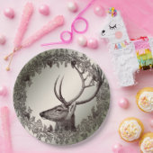 Christmas Party Floral Reindeer Golden Winter Pappteller (Party)