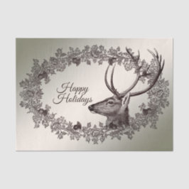 Christmas Party Floral Reindeer Golden Winter Seidenpapier