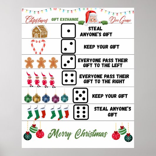 Christmas Party Gift Exchange Dice Game Poster (Vorne)