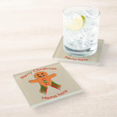 Christmas Party Gingerbread Man Glass Untersetzer (Schrägansicht)