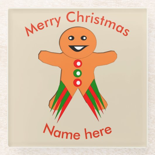 Christmas Party Gingerbread Man Glass Untersetzer (Vorderseite)