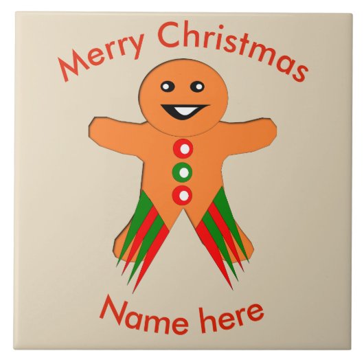 Christmas Party Gingerbread Man Tile Fliese (Vorderseite)