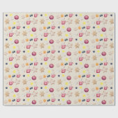 Christmas Party Gingerbread Watercolor Geschenkpapier (Flach)