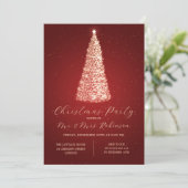 Christmas Party Glam Red Tree Sparkle Einladung (Stehend Vorderseite)