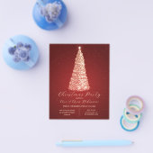 Christmas Party Glam Red Tree Sparkle Einladung Flyer (Einzeln)