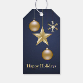 Christmas Party Golden Ornament Navy Blue Elegant Geschenkanhänger