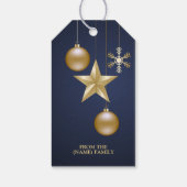 Christmas Party Golden Ornament Navy Blue Elegant Geschenkanhänger (Rückseite)