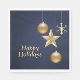 Christmas Party Golden Ornament Navy Blue Elegant Serviette