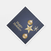 Christmas Party Golden Ornament Navy Blue Elegant Serviette (Ecke)