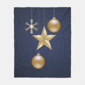 Christmas Party Golden Ornaments Navy Blue Elegant Fleecedecke (Vorderseite)