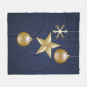 Christmas Party Golden Ornaments Navy Blue Elegant Fleecedecke (Vorderseite (Horizontal))