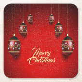 Christmas Party Golden Red Winter Elegant Rechteckiger Pappuntersetzer (Vorderseite)