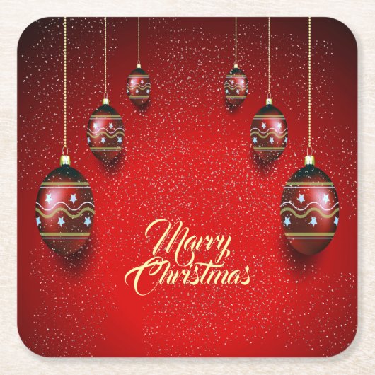 Christmas Party Golden Red Winter Elegant Rechteckiger Pappuntersetzer (Vorderseite)