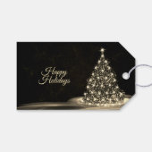 Christmas Party Golden Shiny Tree Winter Black Geschenkanhänger (Vorderseite (Horizontal))