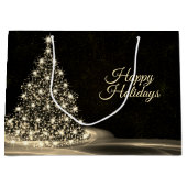 Christmas Party Golden Shiny Tree Winter Black Große Geschenktüte (Vorderseite)