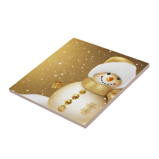 Christmas Party Golden Snowman Snowflakes Holidays Fliese (Seite)
