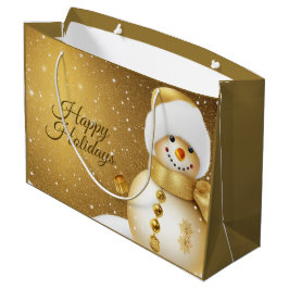 Christmas Party Golden Snowman Snowflakes Holidays Große Geschenktüte