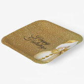 Christmas Party Golden Snowman Snowflakes Holidays Pappteller (Gewinkelt)