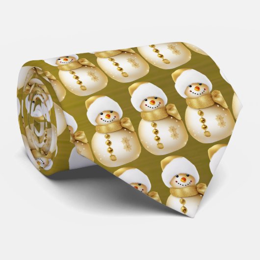 Christmas Party Golden Snowman Winter Holiday Krawatte (Gerollt)