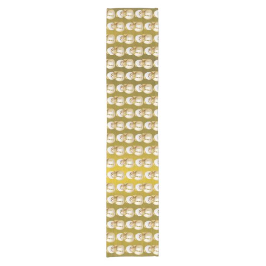 Christmas Party Golden Snowman Winter Holiday Kurzer Tischläufer (Vorderseite)