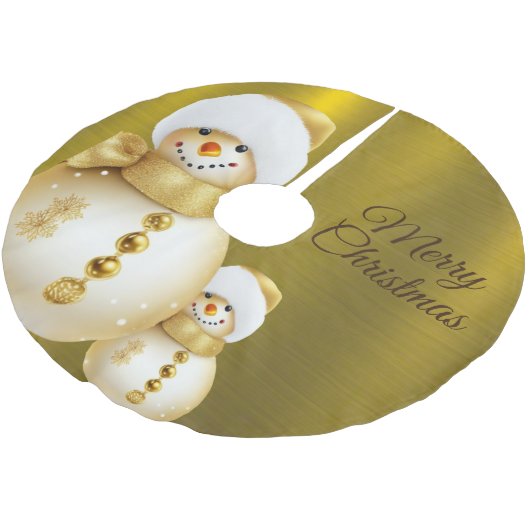 Christmas Party Golden Snowman Winter Holiday Polyester Weihnachtsbaumdecke (Schrägansicht)