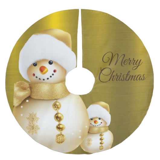 Christmas Party Golden Snowman Winter Holiday Polyester Weihnachtsbaumdecke (Vorderseite)