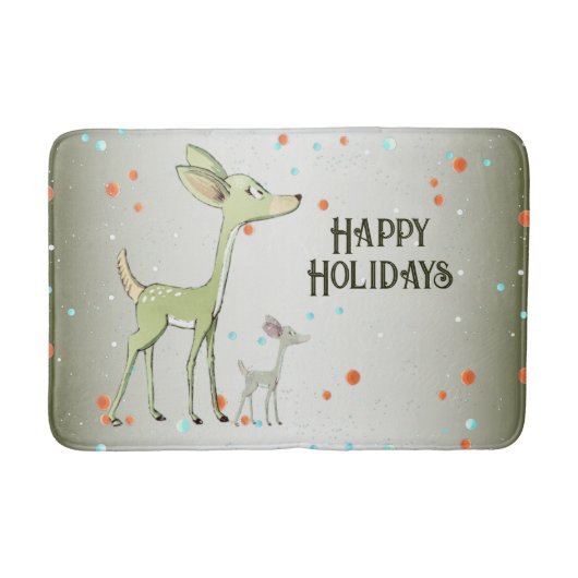 Christmas Party Green Deers Holidays Cute Badematte (Vorderseite)