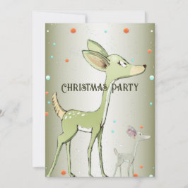 Christmas Party Green Deers Holidays Cute Einladung