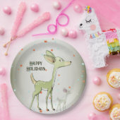 Christmas Party Green Deers Holidays Cute Pappteller (Party)