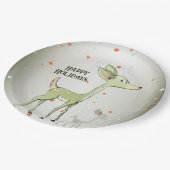 Christmas Party Green Deers Holidays Cute Pappteller (Schrägansicht)