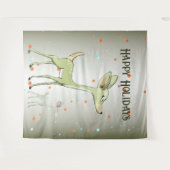 Christmas Party Green Deers Holidays Cute Wandteppich (Vorderseite (Horizontal))