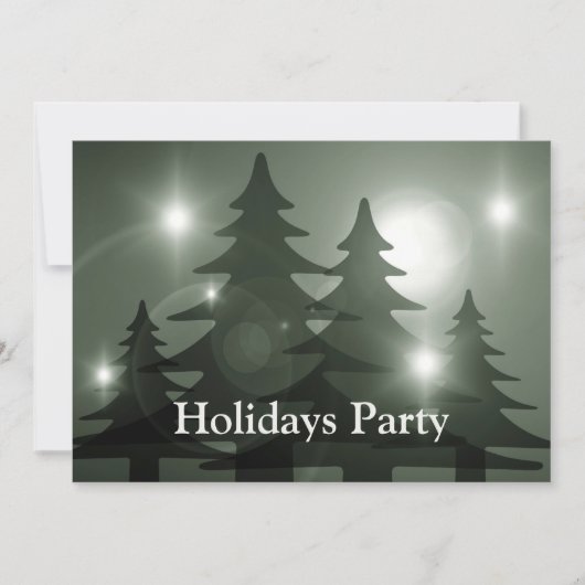Christmas Party Green Trees Holiday Winter Elegant Einladung (Vorderseite)